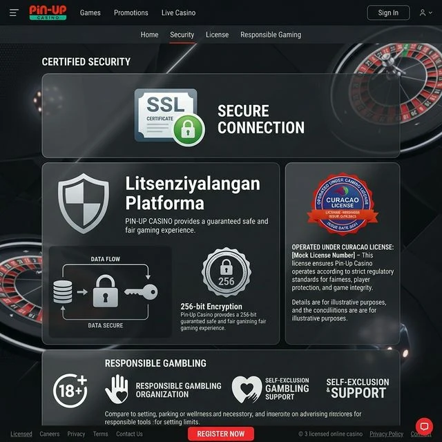 Pin-Up Casino Curacao litsenziya SSL xavfsizlik ishonchli platforma O'zbekiston